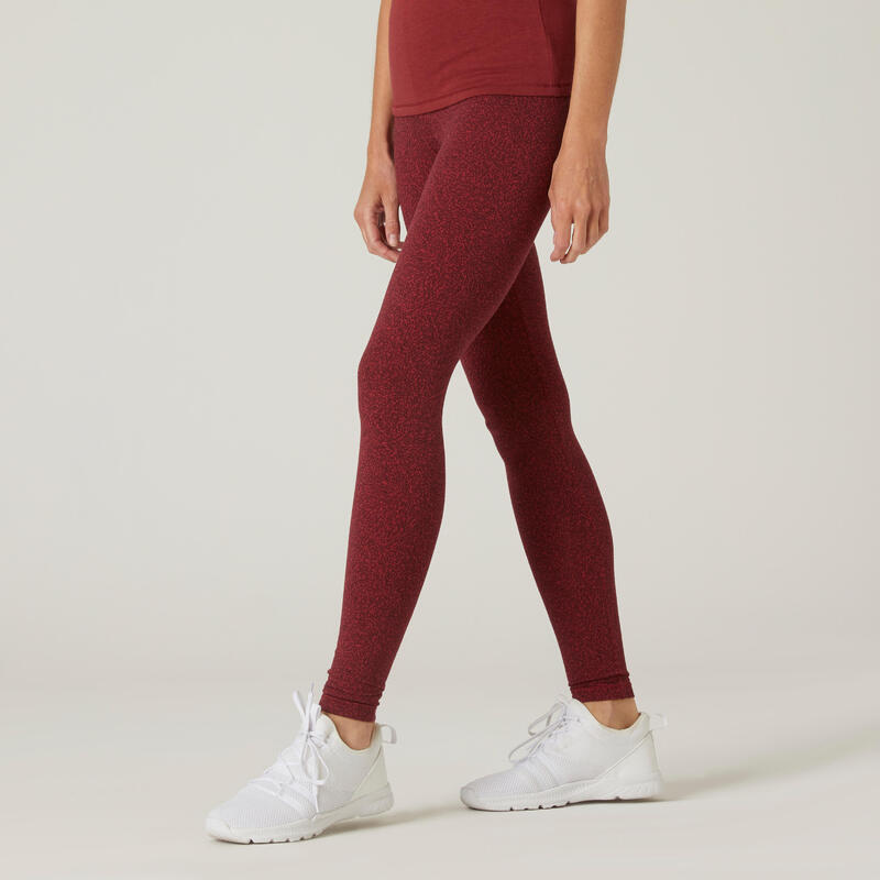 Legging fitness long coton extensible respirant femme - Fit+ bordeaux