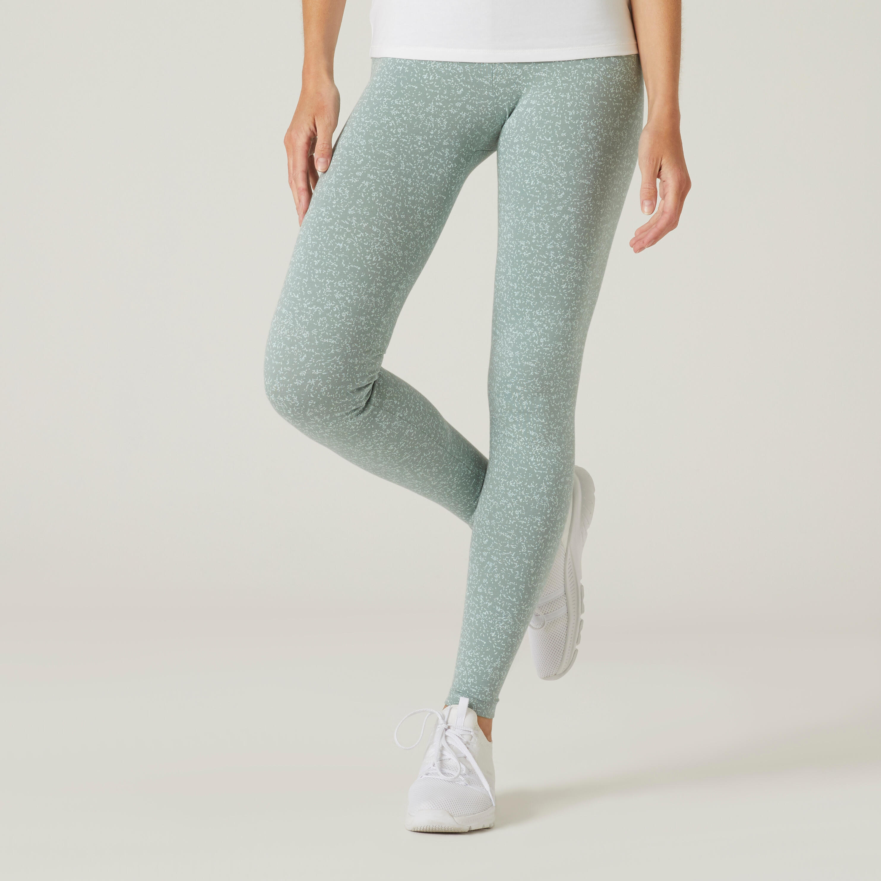 DOMYOS Leggings donna fitness FIT+ 500 cotone leggero verdi