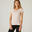 T-Shirt Slim de Fitness com Decote em V Mulher 500 Rosa Quartzo