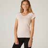 Women's Fitness V-Neck T-Shirt 500 - Rose Quartz