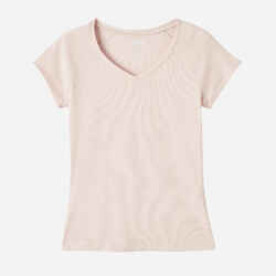 Women's V-Neck Fitness T-Shirt 500 - Rose Quartz