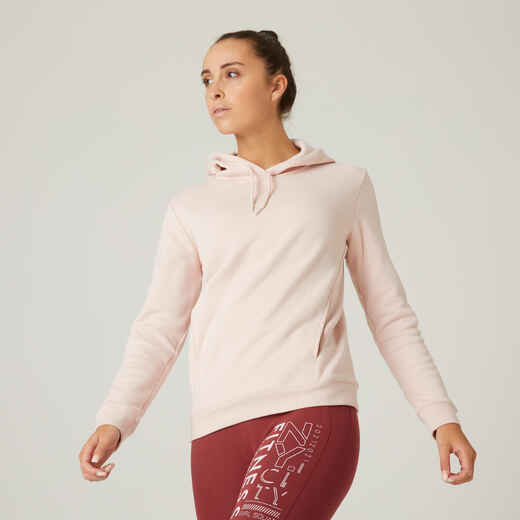 
      Kūno rengybai skirtas džemperis su gobtuvu ir vientisa kišene, rožinis
  