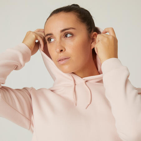 Sweat-shirt à capuche Fitness femme - 520 quartz rose