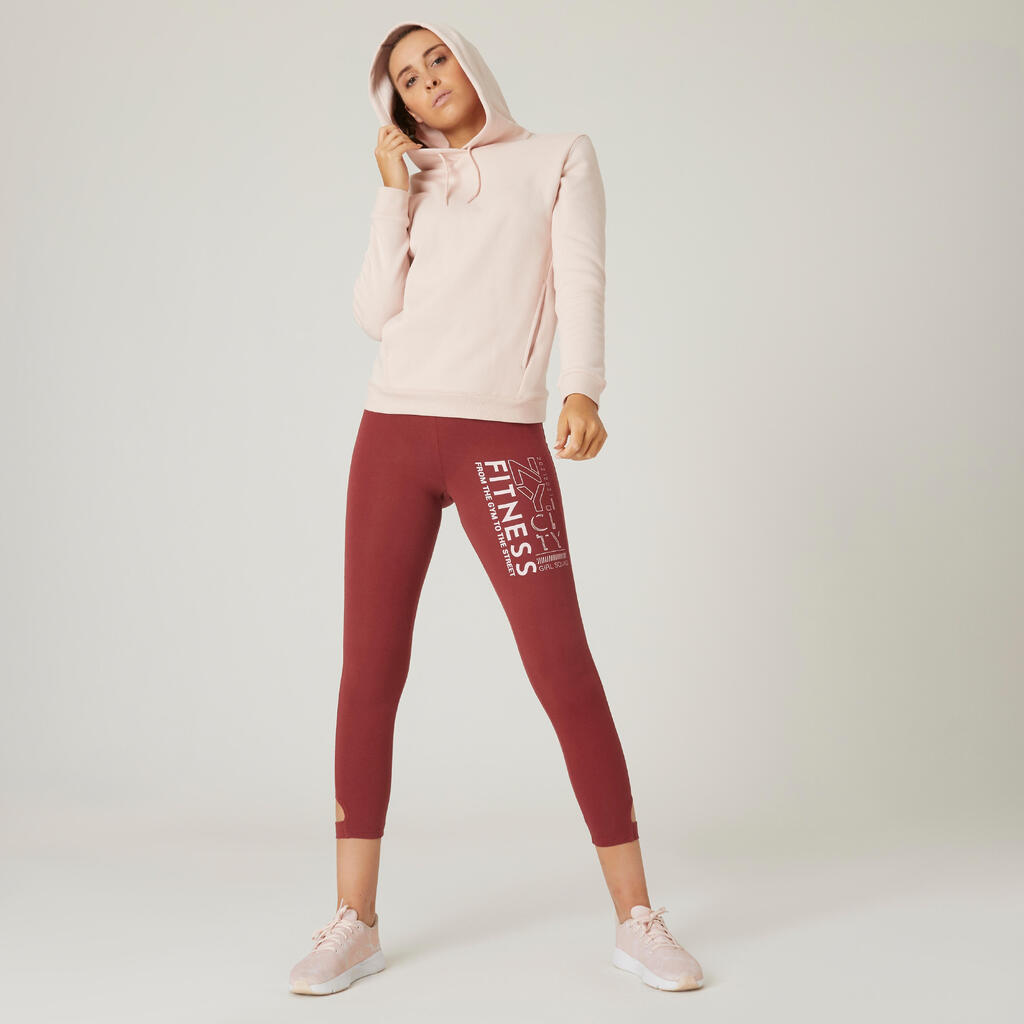 Sweat-shirt à capuche Fitness femme - 520 quartz rose