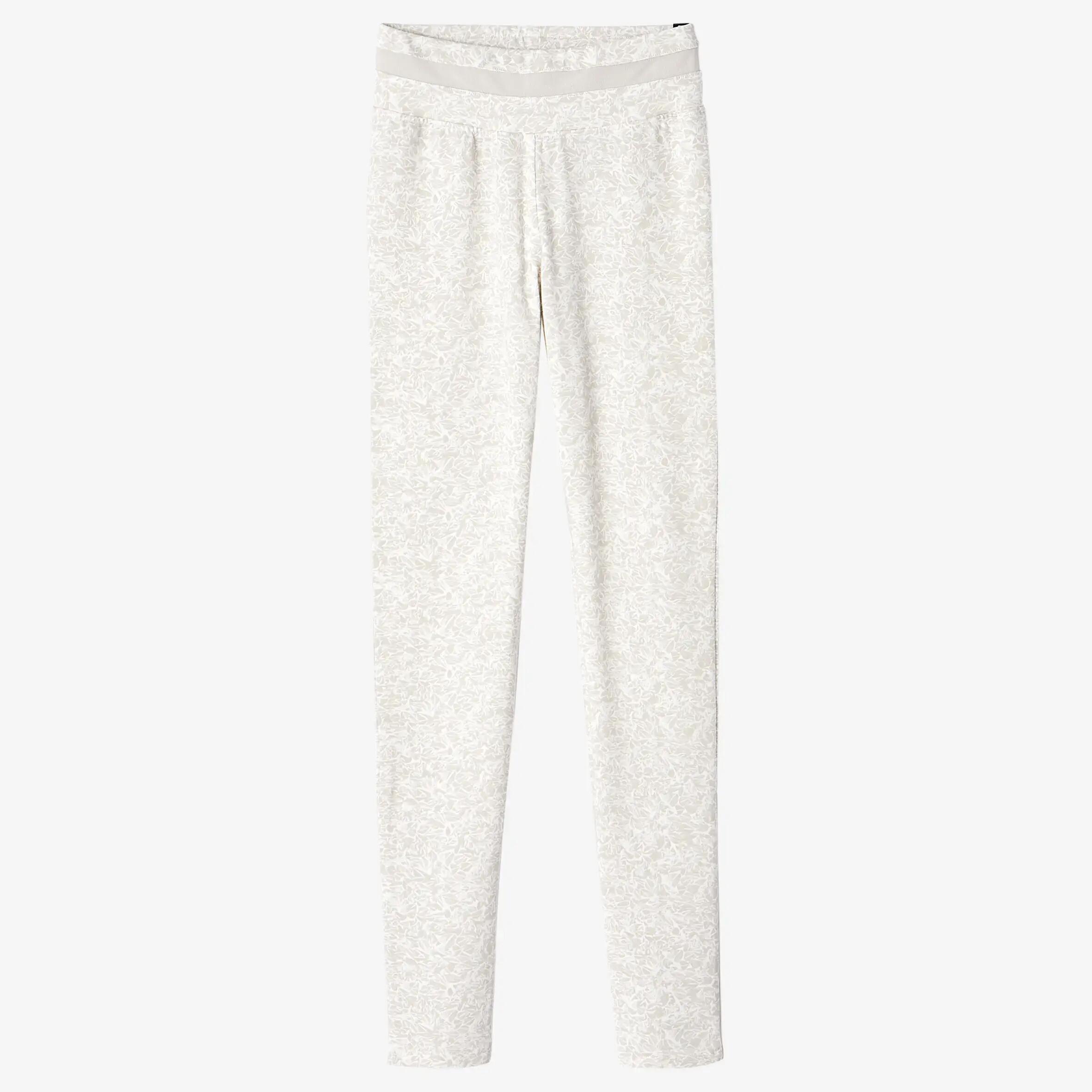 High-Waisted Stretch Cotton Fitness Leggings with Mesh - Beige Print 7/7