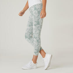 Fitness Shaping Cotton Leggings - Green Print