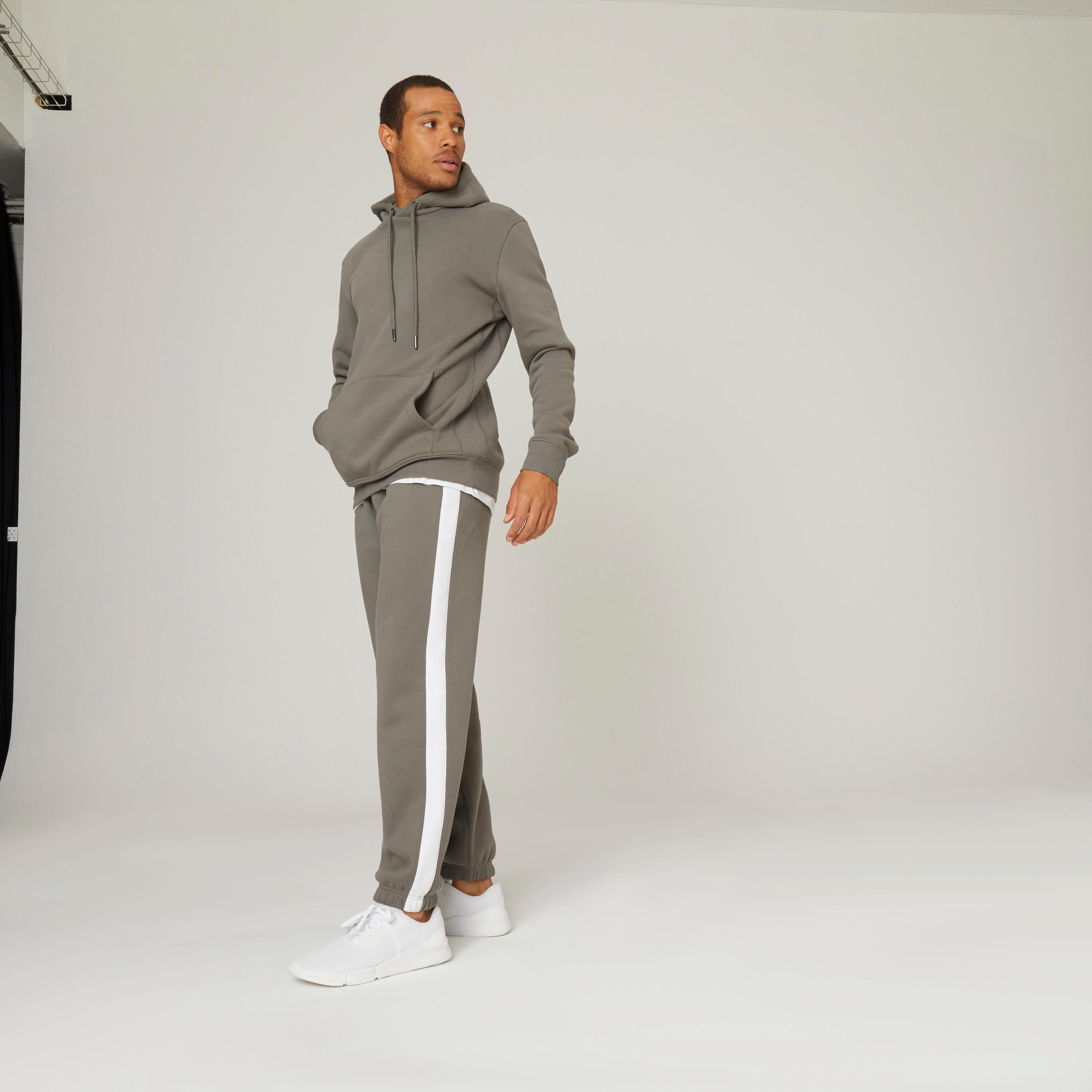 Men's Long Hoodie Warm 500 - Khaki Grey 3/7
