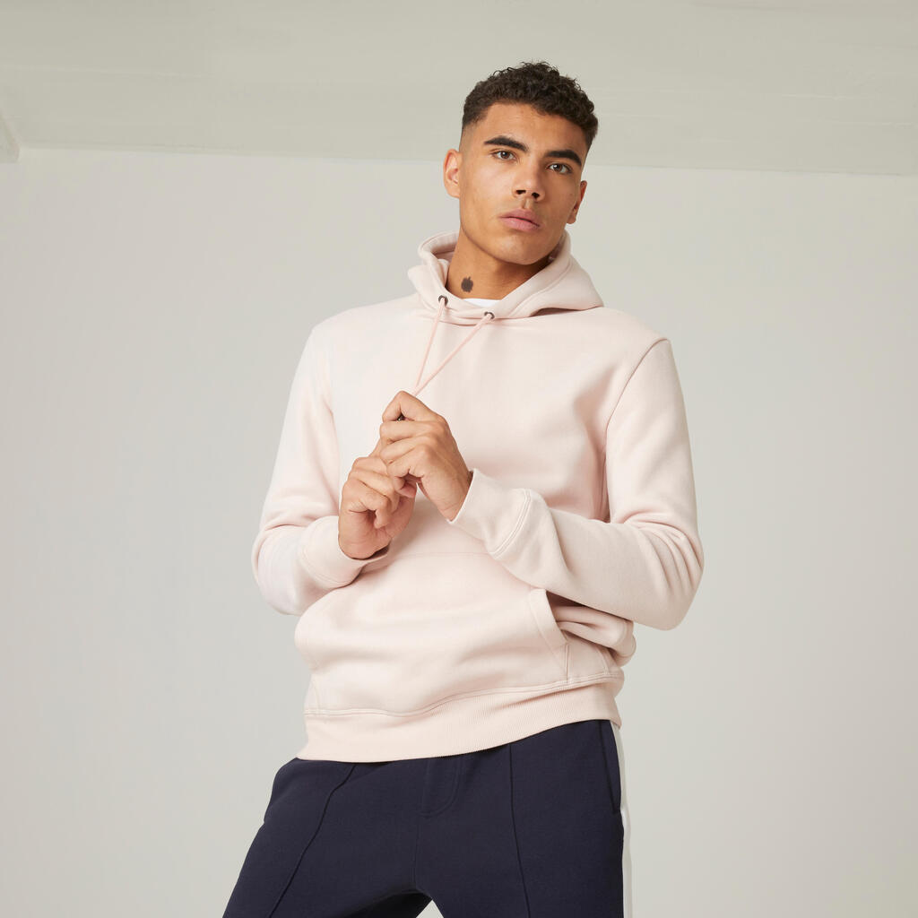 Men's long hoodie warm 500 - pink quartz