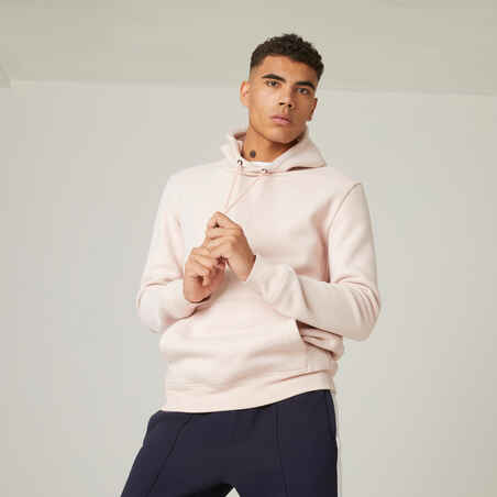 Kremenasto rožnat pulover s kapuco 500