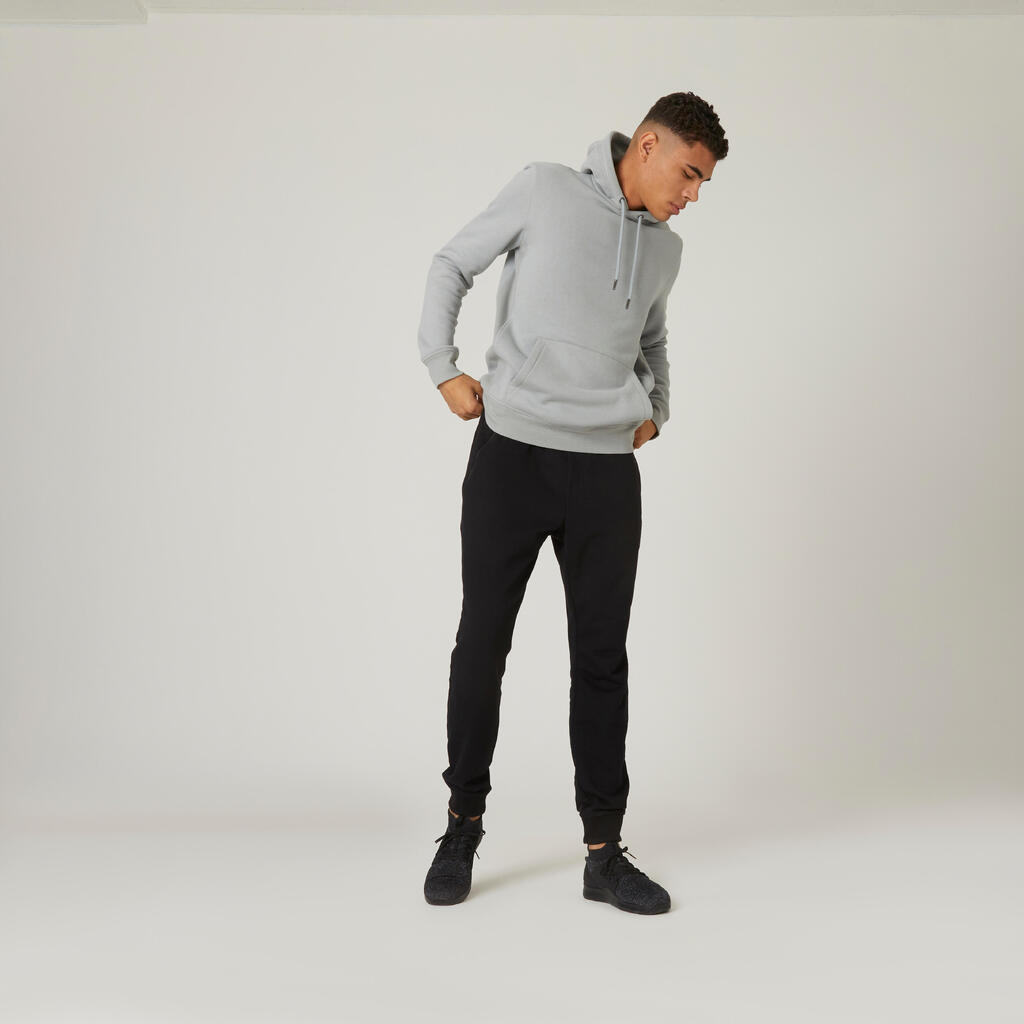Kapuzenpullover Fitness Baumwolle Herren khaki
