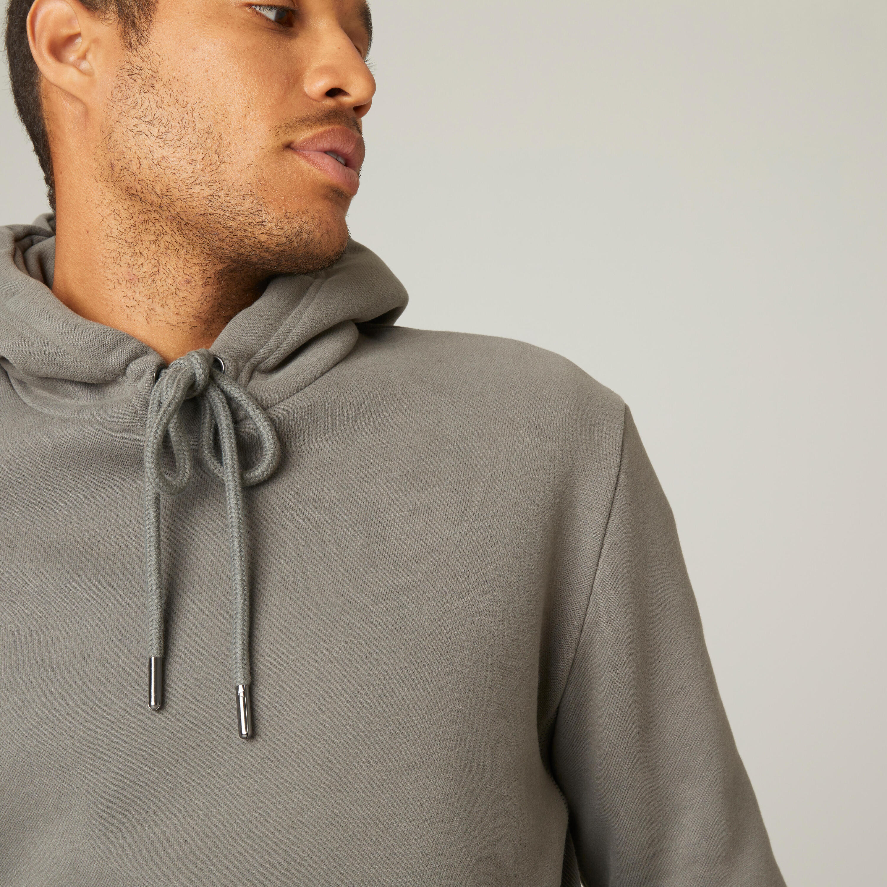 Men's Long Hoodie Warm 500 - Khaki Grey 5/7