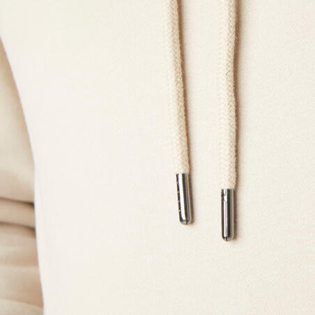 Толстовка с длинным капюшоном и круглым воротом прямая мужская льняного цвета 520