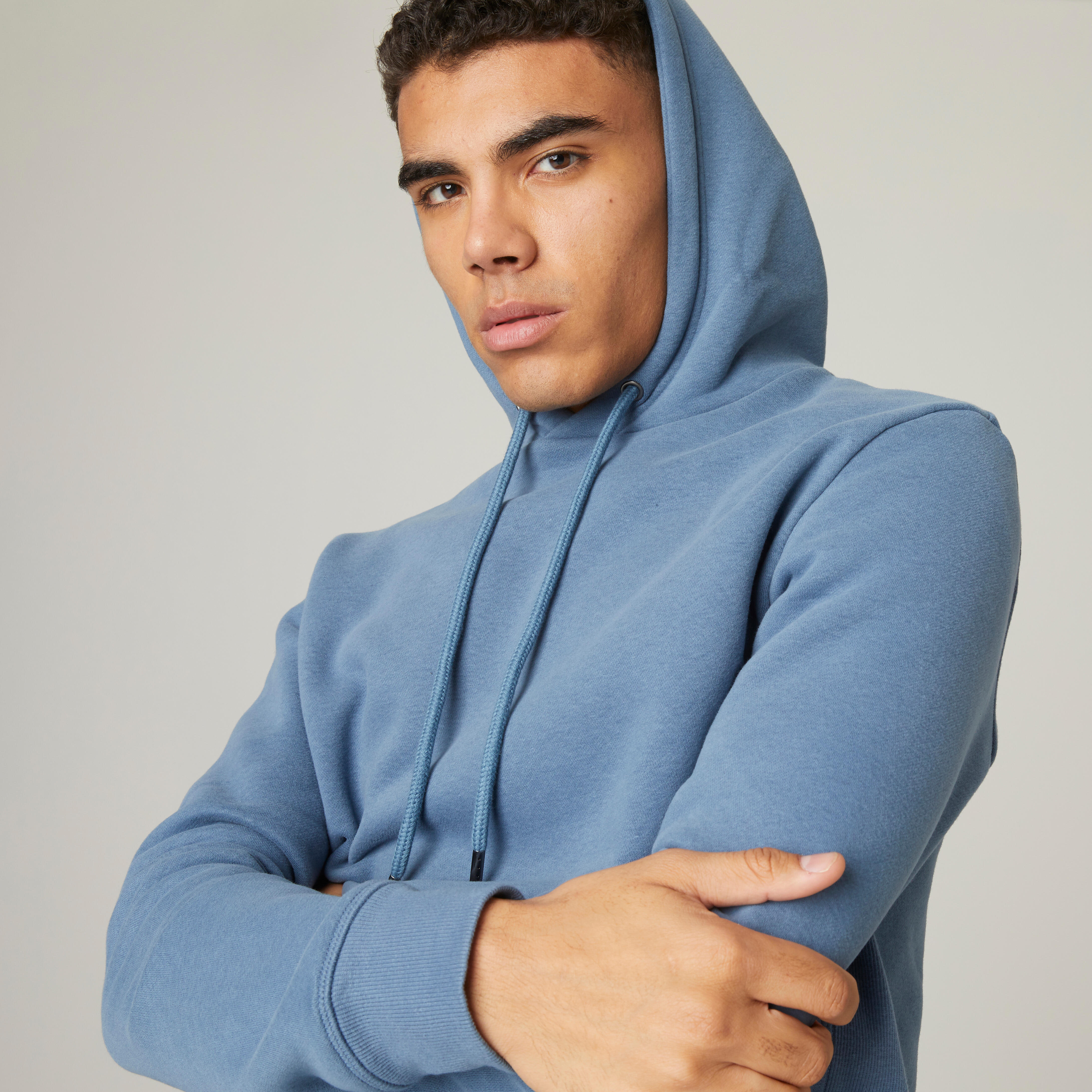 Men s Long Hoodie Warm 500 Storm Blue Decathlon