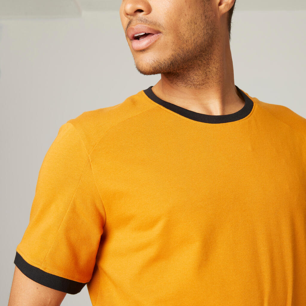 Curved-Hem Stretch Cotton Fitness T-Shirt