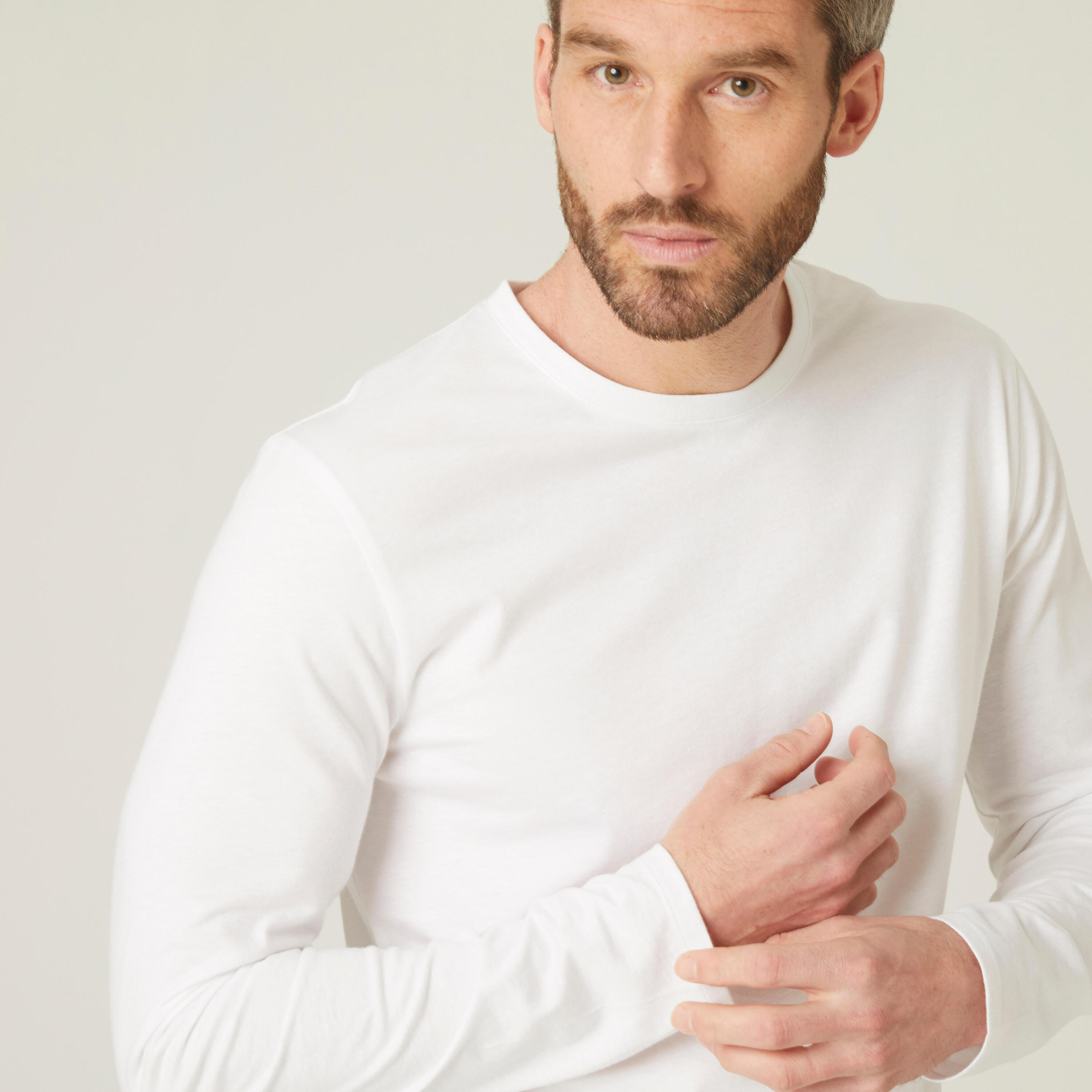 Men's Long-Sleeved Fitness T-Shirt 100 - White 4/5