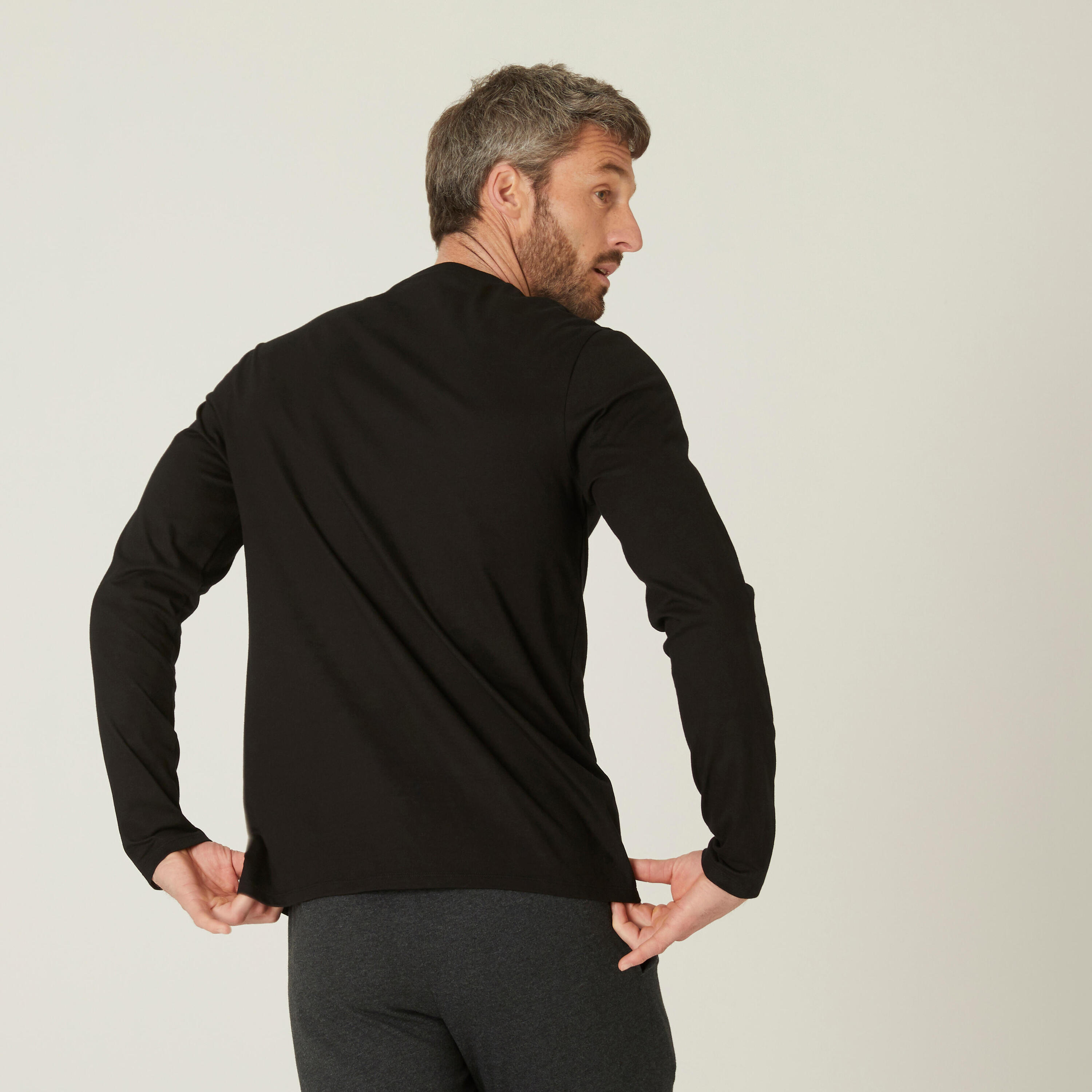 Men's Long-Sleeved Fitness T-Shirt 100 - Black 2/4