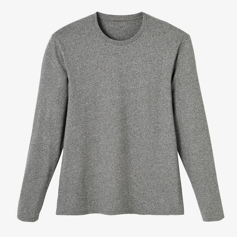 Men's Long-Sleeved Fitness T-Shirt 100 - Grey