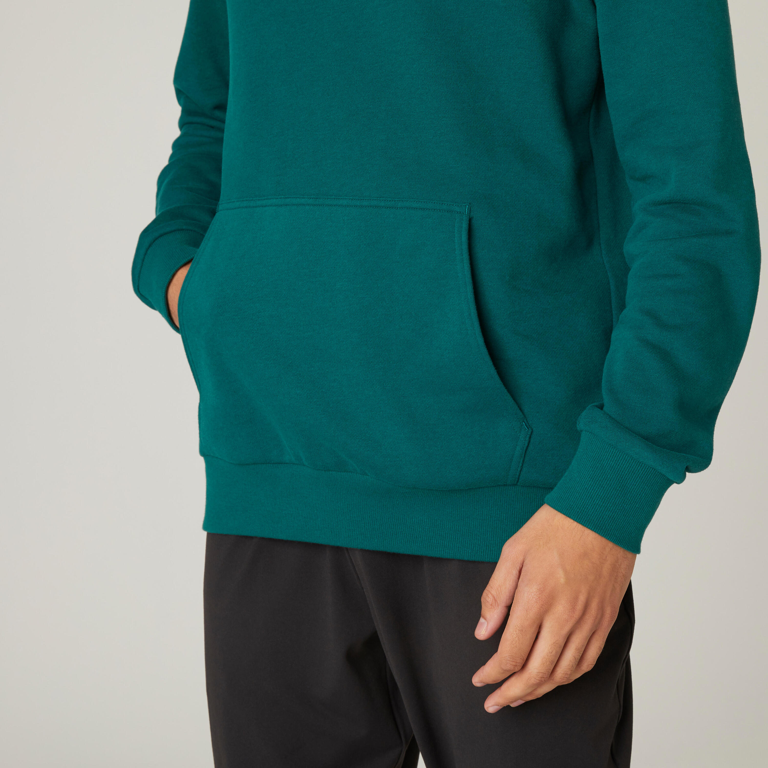 Men's Fitness Crew Hoodie 100 - Cypress Green 6/7