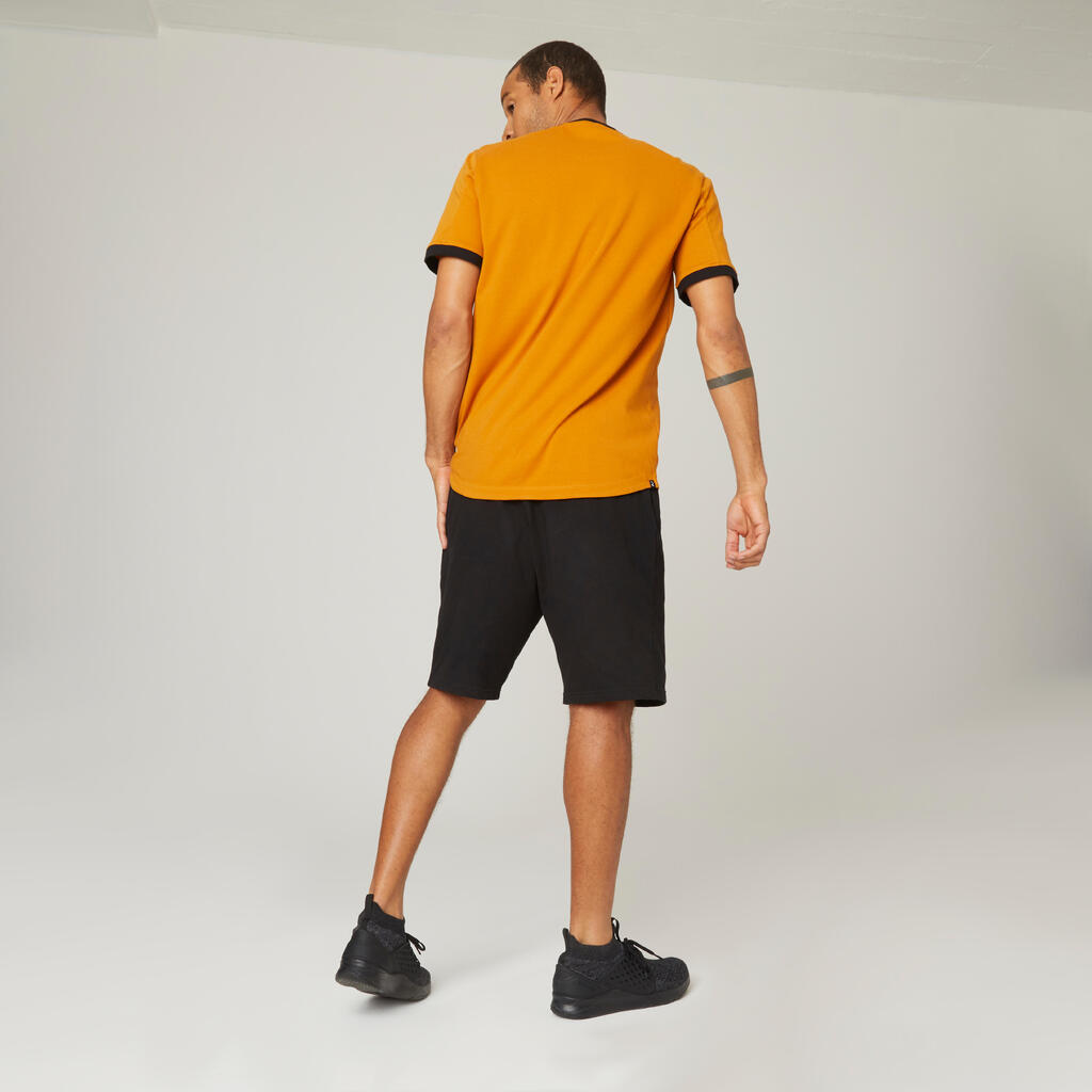 Curved-Hem Stretch Cotton Fitness T-Shirt