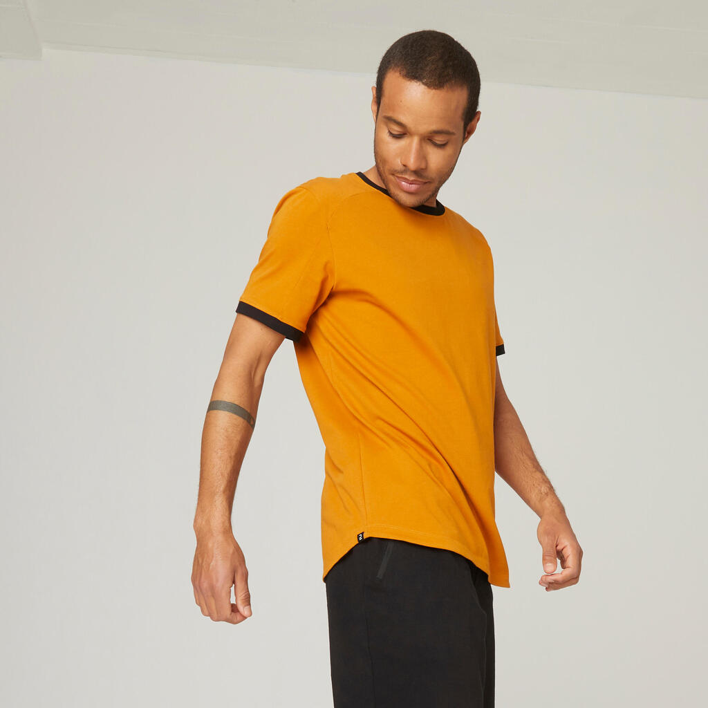 Curved-Hem Stretch Cotton Fitness T-Shirt