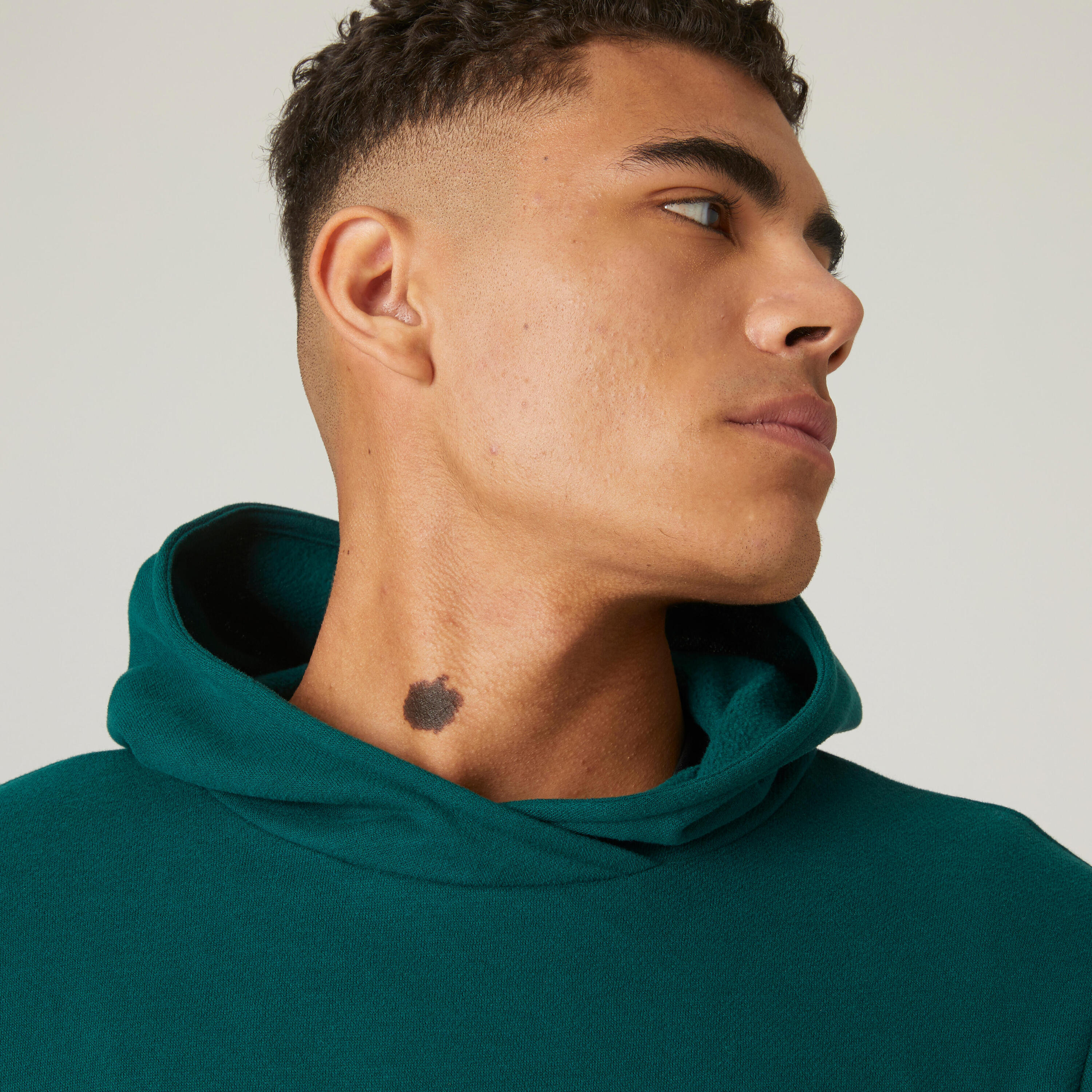 Men's Fitness Crew Hoodie 100 - Cypress Green 5/7