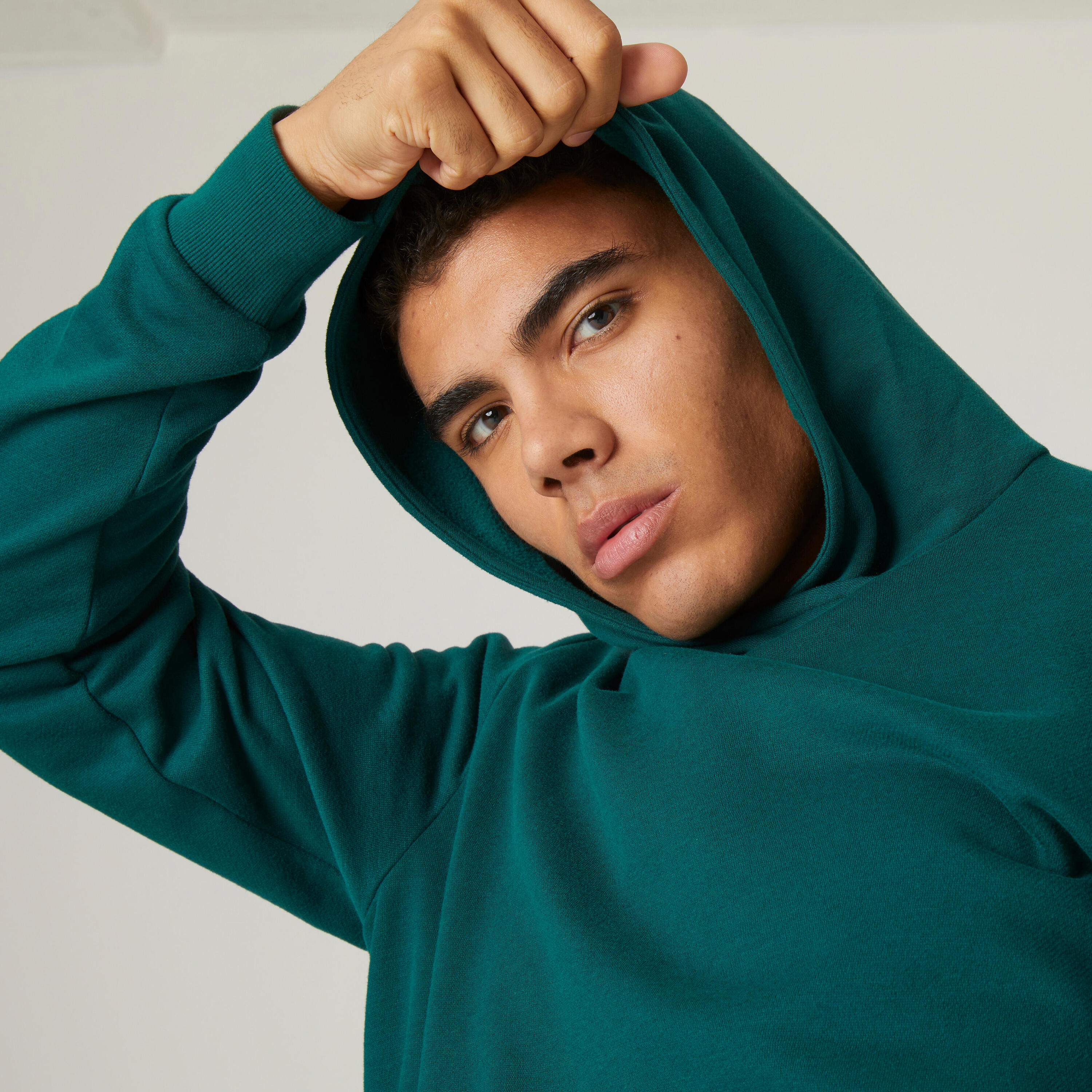 Men's Fitness Crew Hoodie 100 - Cypress Green 4/7