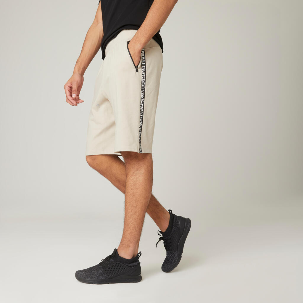 Men's fitness shorts 500 - linen grey