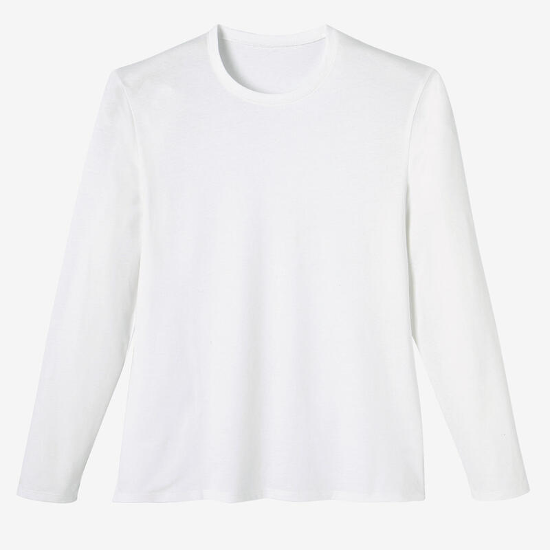 Tricou de fitness cu mânecă lungă, Alb, Bărbați
