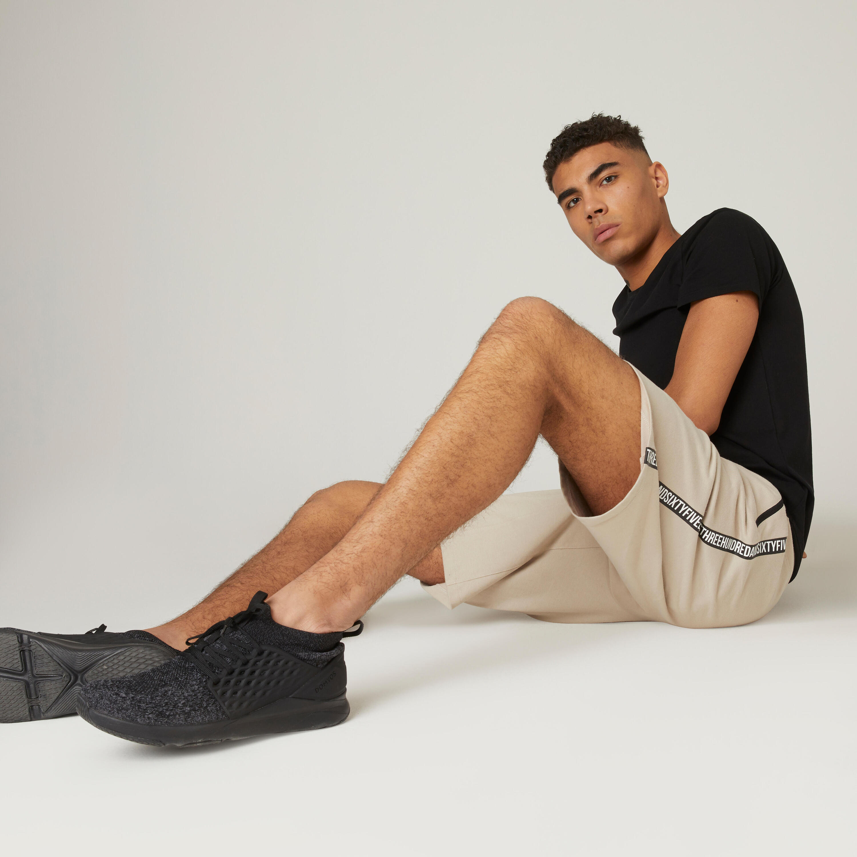 Men's Fitness Shorts 500 - Grey/Linen 3/6