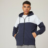 Men Gym Straight-Cut Zip Hoodie With Pocket 520 - Dark Blue & Grey