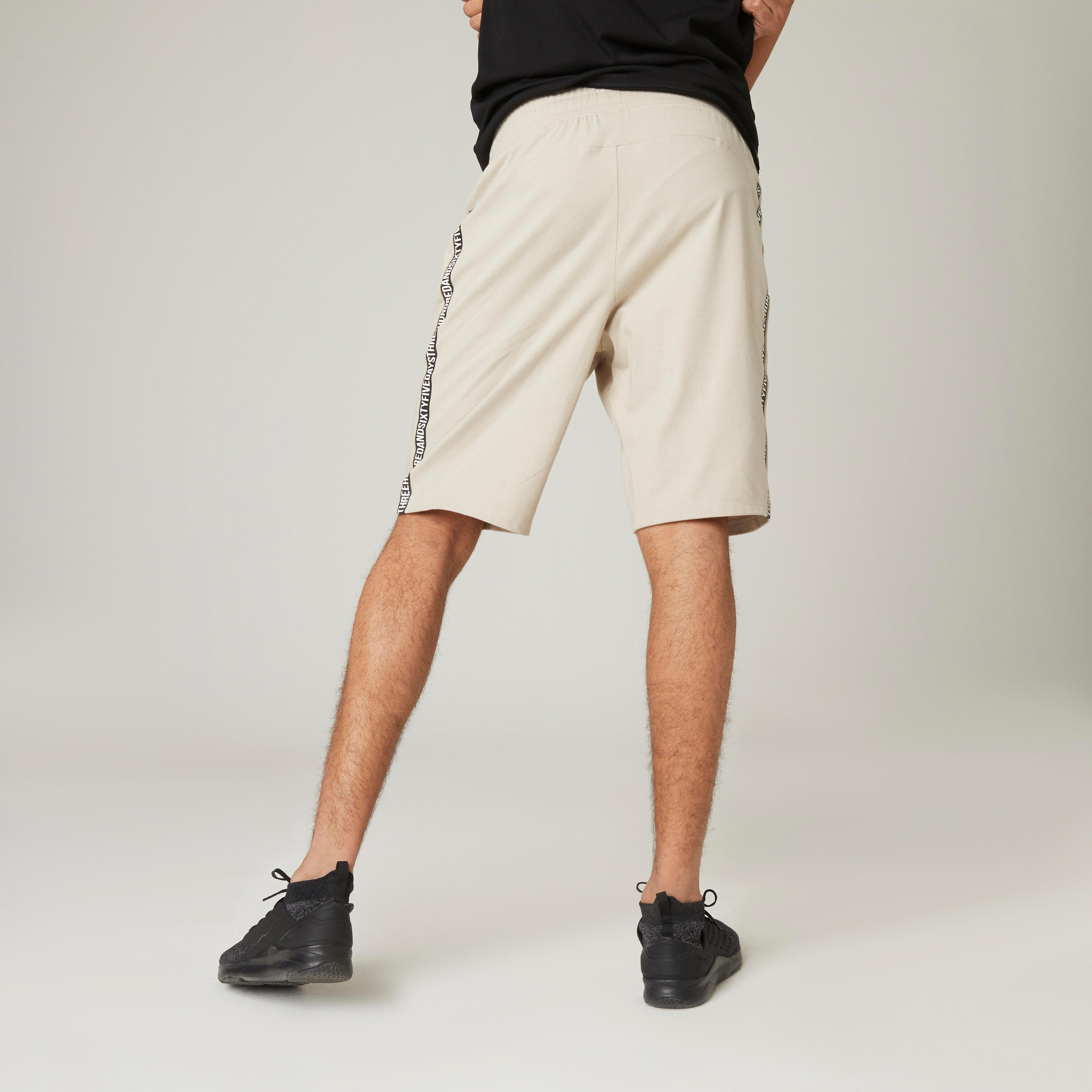 Men's Fitness Shorts 500 - Grey/Linen 2/6