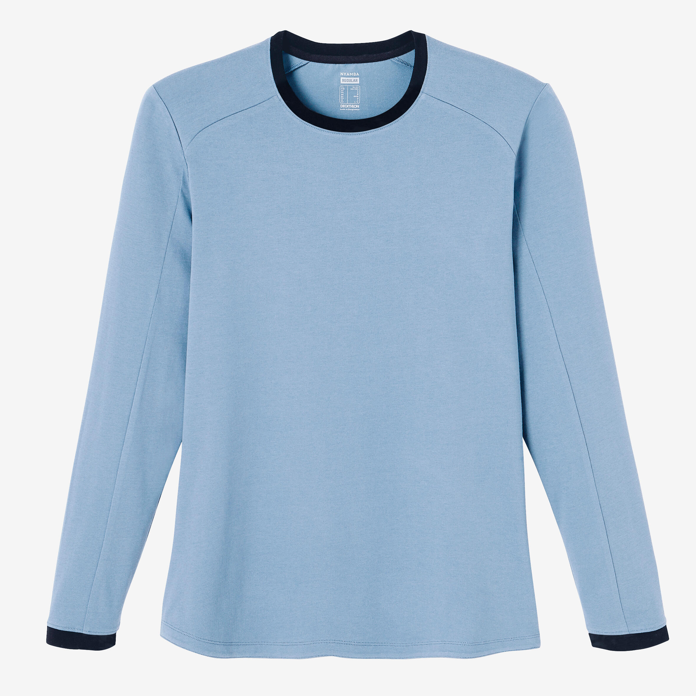 Men's Long-Sleeved Fitted-Cut Crew Neck Cotton Fitness T-Shirt 520 - Storm Blue 2/9