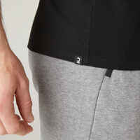 T-Shirt Slim Fitness Baumwolle dehnbar 500 Herren schwarz Print 