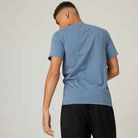 T-Shirt Slim Fitness Baumwolle dehnbar 500 Herren blau Print 