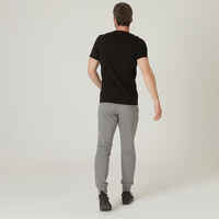 T-Shirt Slim Fitness Baumwolle dehnbar 500 Herren schwarz Print 