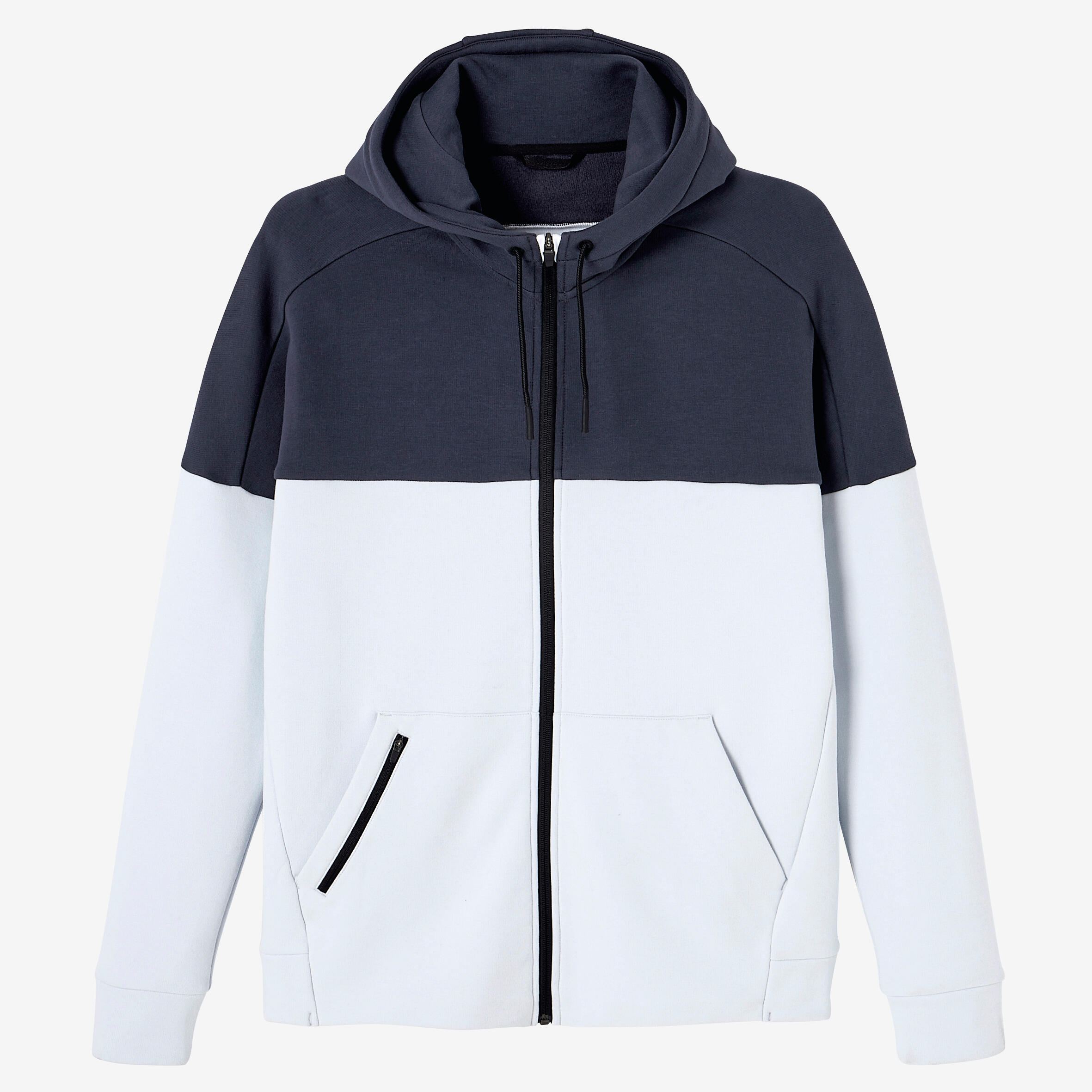 Men's Zip-Up Fitness Hoodie 520 - Mist Grey/Dark Blue 9/9