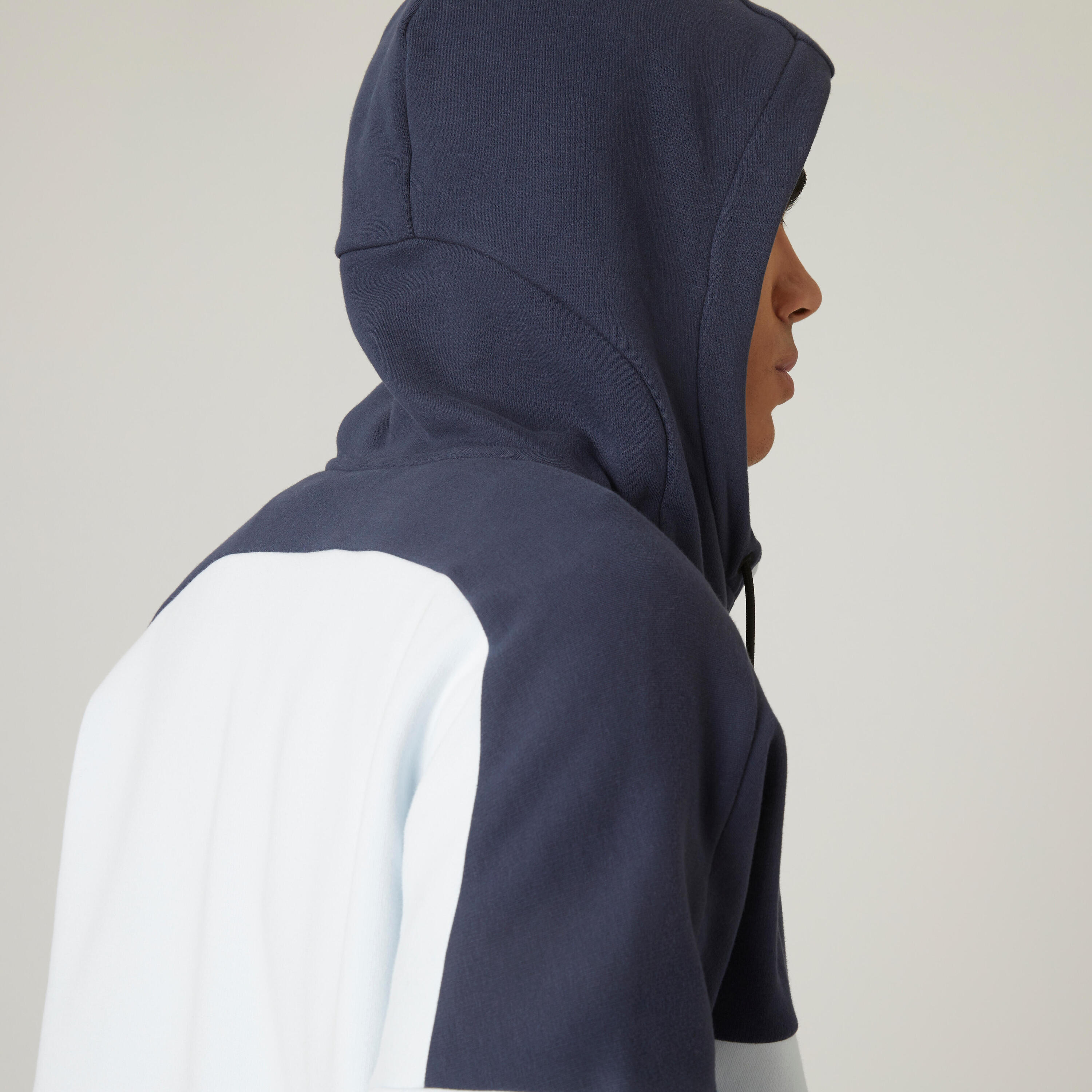 Men's Zip-Up Fitness Hoodie 520 - Mist Grey/Dark Blue 5/9