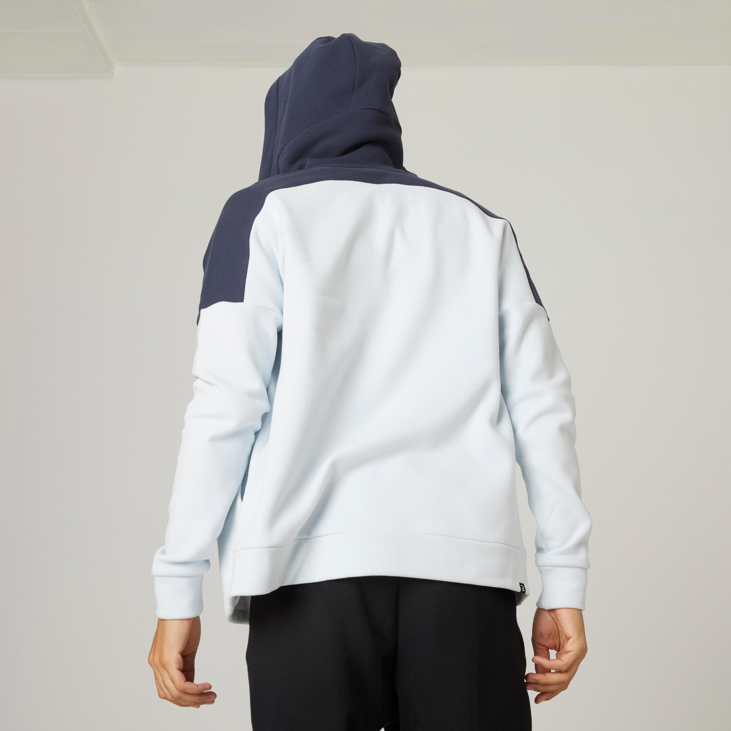 Men's Zip-Up Fitness Hoodie 520 - Mist Grey/Dark Blue 2/9