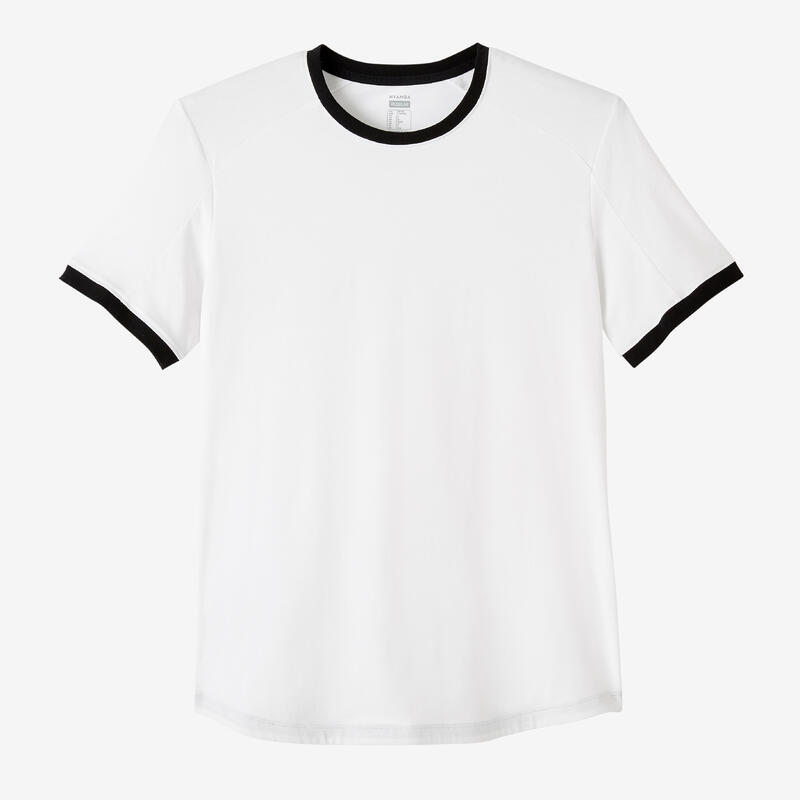 Camiseta fitness manga corta algodón extensible Hombre Domyos blanco