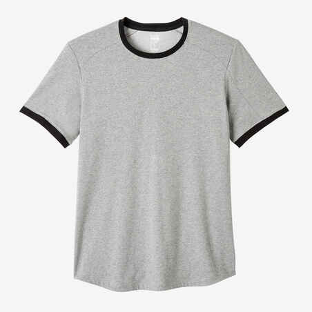 T-Shirt Fitness Baumwolle dehnbar abgerundet Herren grau