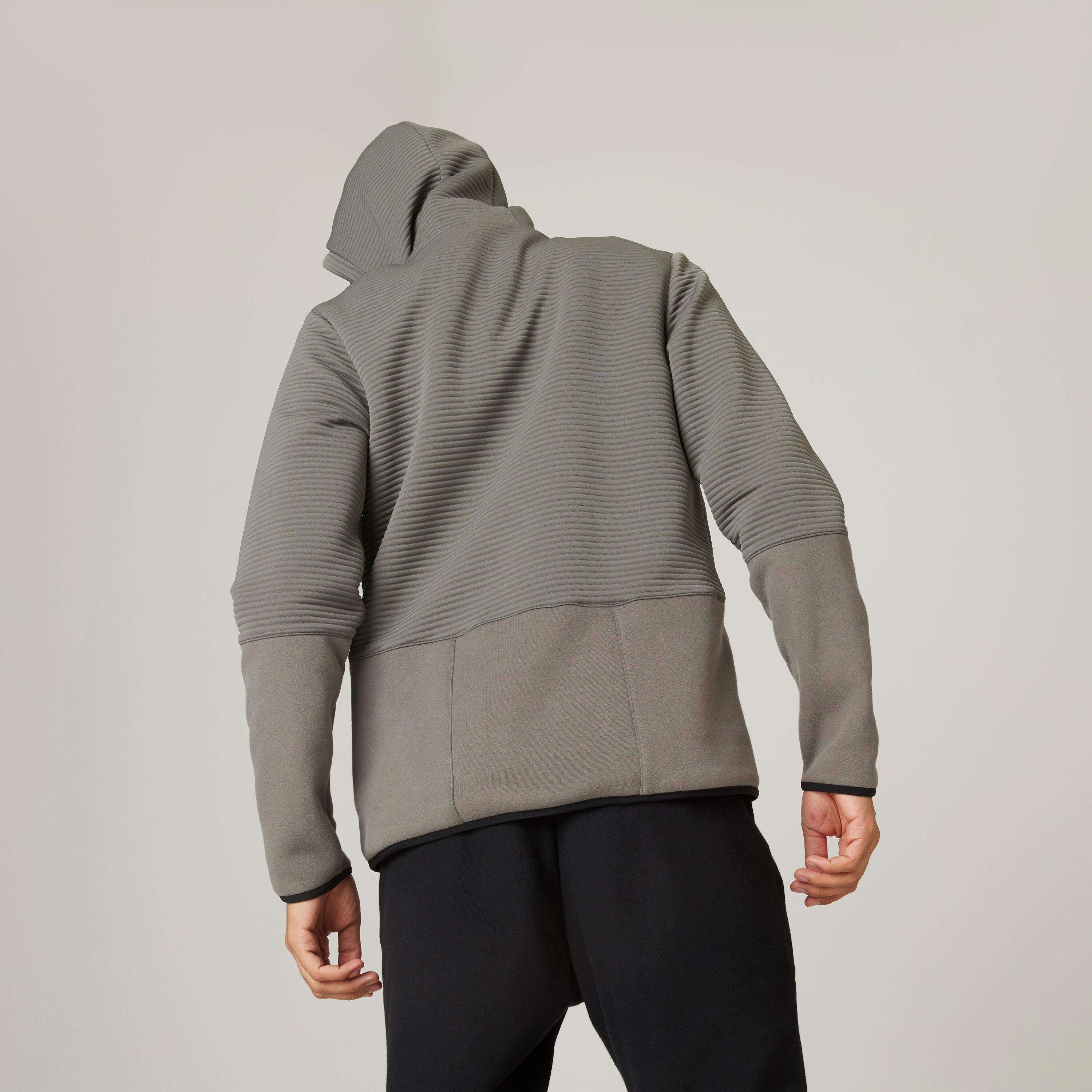 Men's Zip-Up Fitness Hoodie 560 - Grey/Khaki 2/11