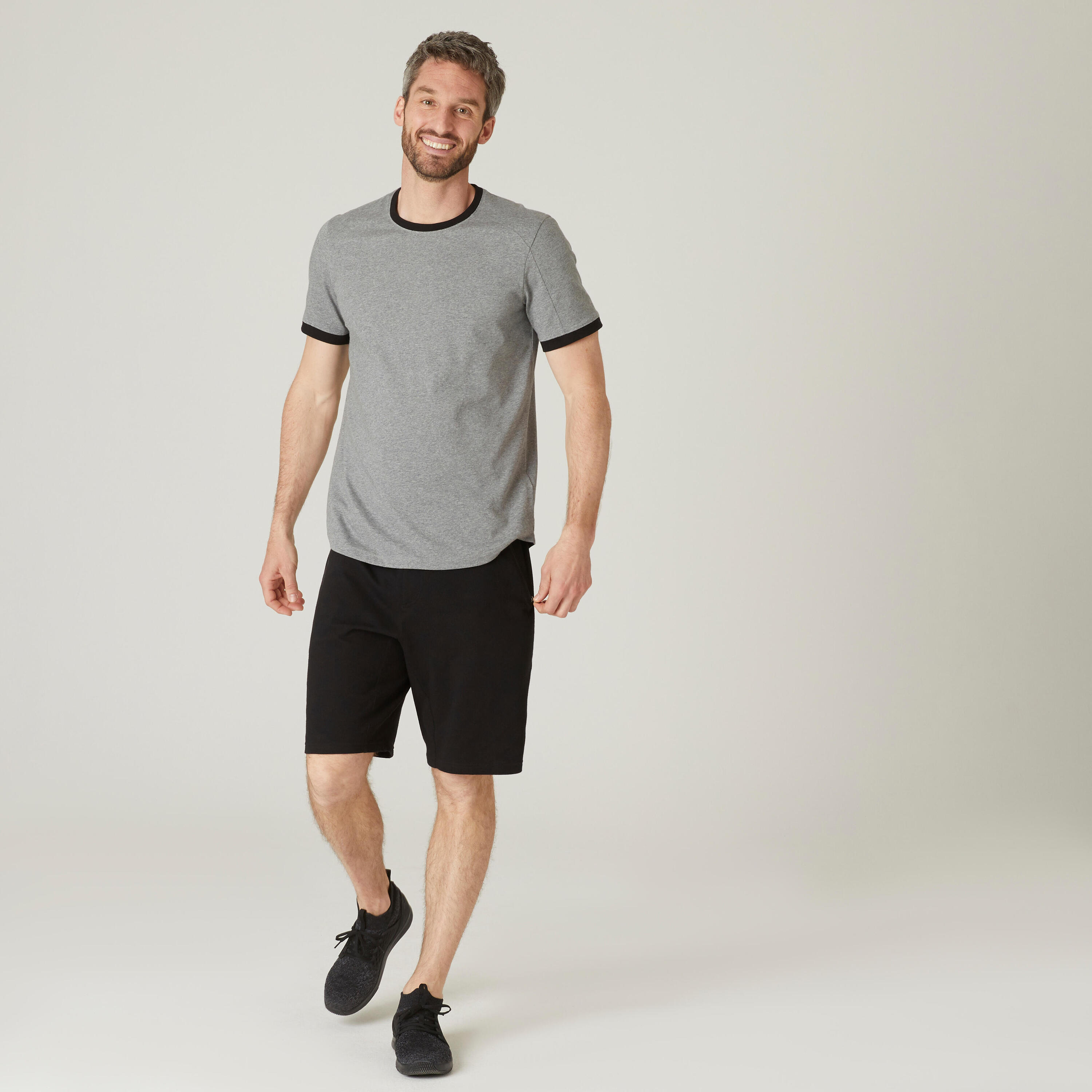 Men's Short-Sleeved Straight Crew Neck Cotton Fitness T-Shirt 520 - Grey 6/6