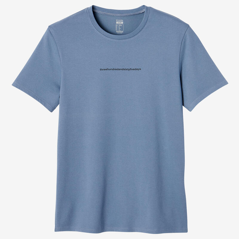 T-Shirt Slim Fitness Baumwolle dehnbar 500 Herren blau Print 