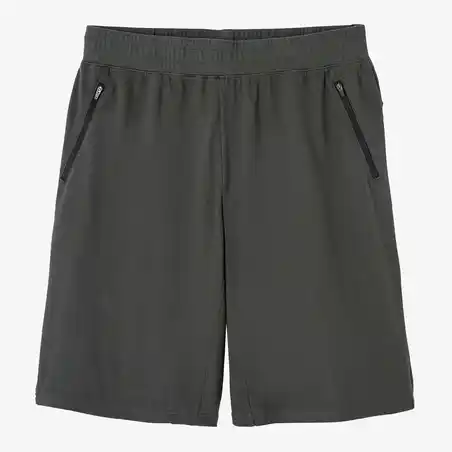 Long Fitness Stretch Cotton Shorts with Zip Pockets