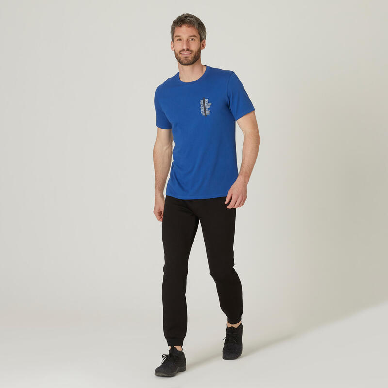 Pánské bavlněné fitness tričko 500 modré