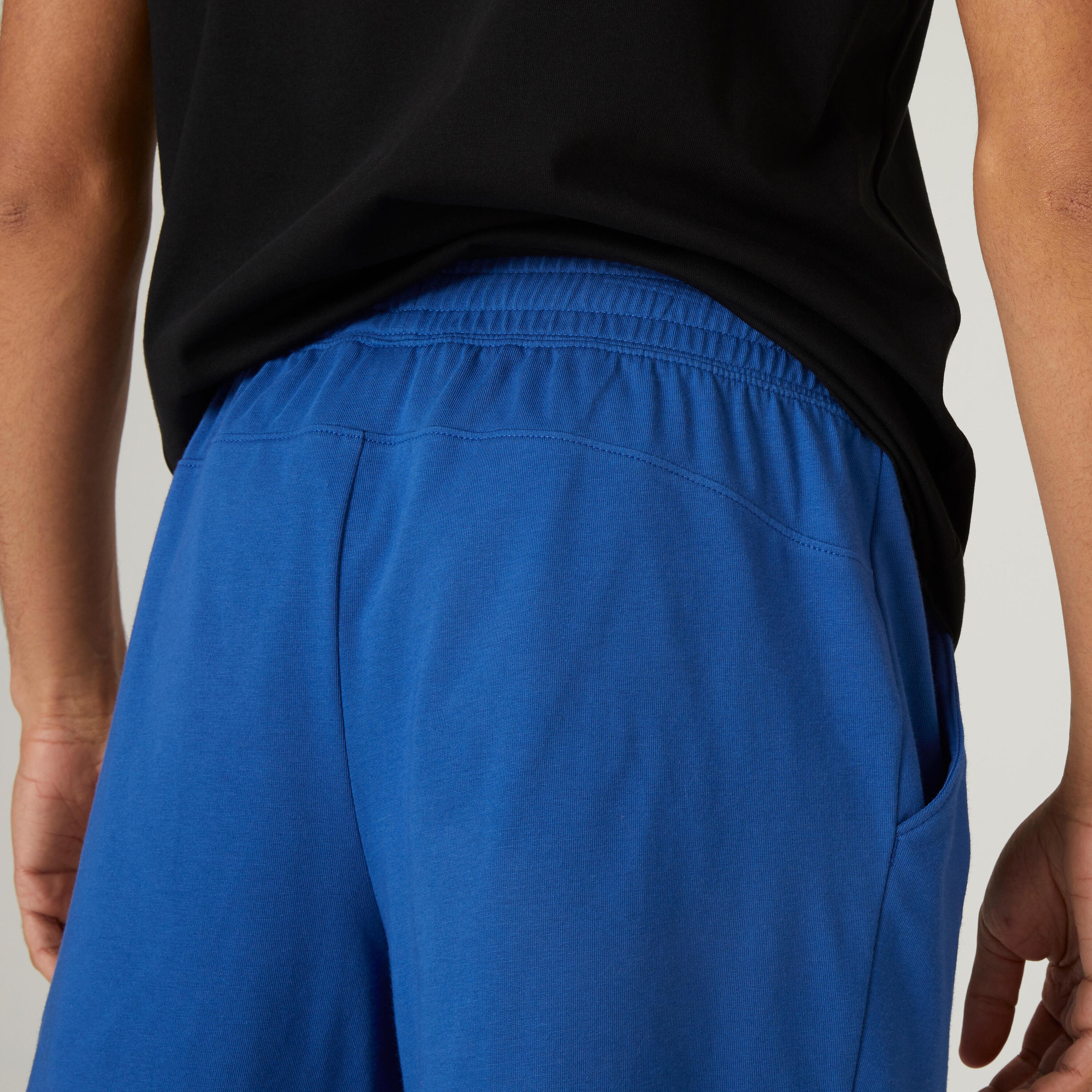 Fitness Long Stretch Cotton Shorts - Blue 6/6