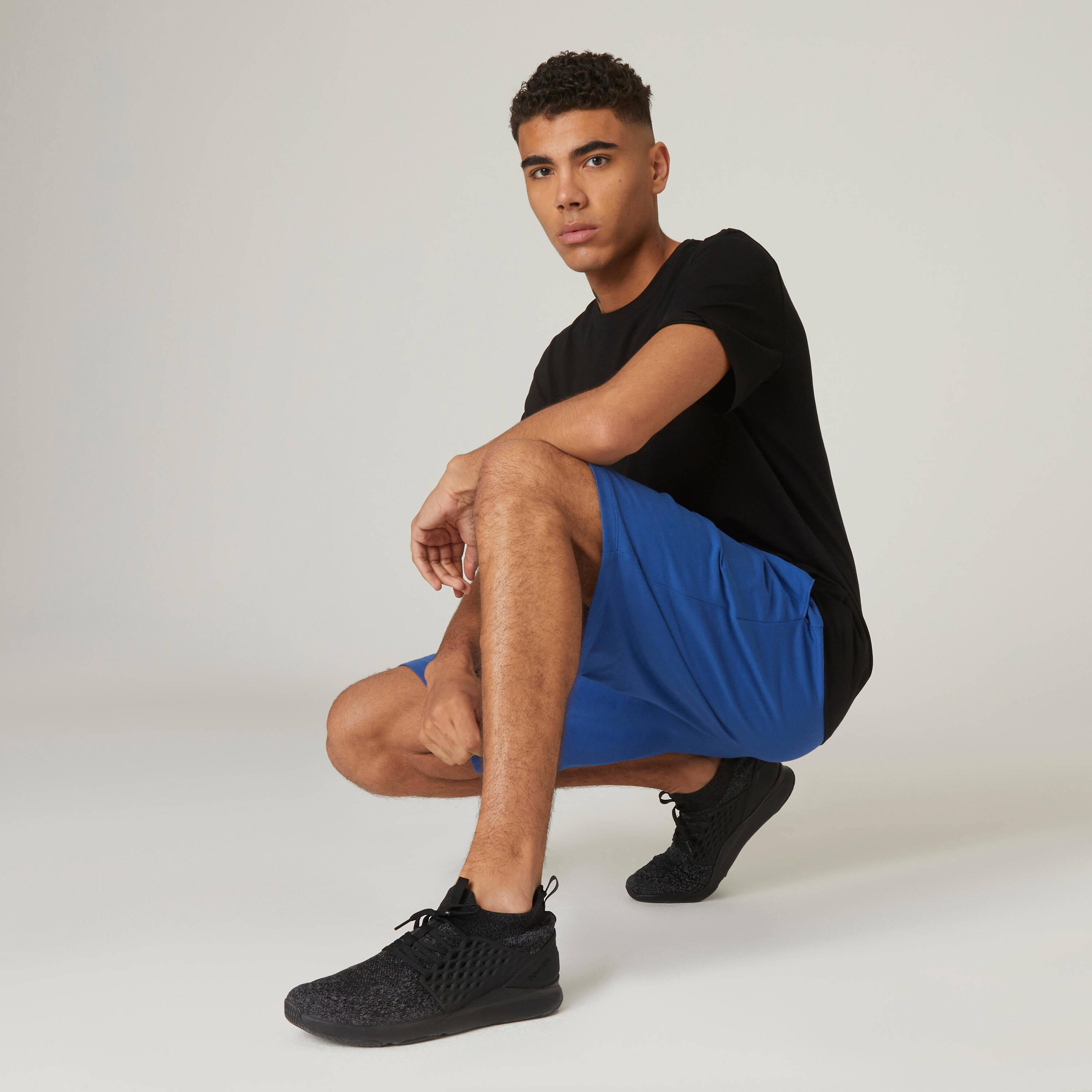 Men's Cotton Gym Short Regular fit 500 - Blue -  3