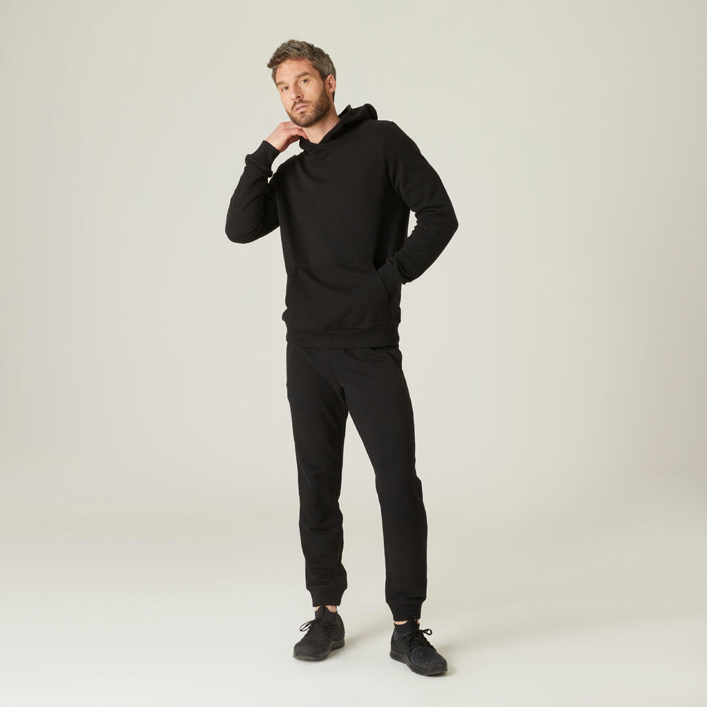 Men's Crew Fitness Hoodie 100 - Black