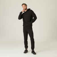 Men's Crew Fitness Hoodie 100 - Black