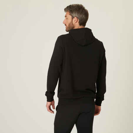 Men's Crew Fitness Hoodie 100 - Black